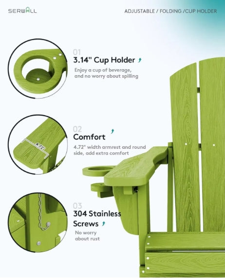 Relax in Style: Folding HDPE Adirondack Chair Set of 4