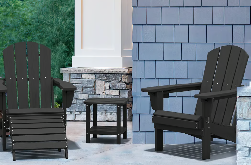 Relax in Style: Folding HDPE Adirondack Chair Set of 4