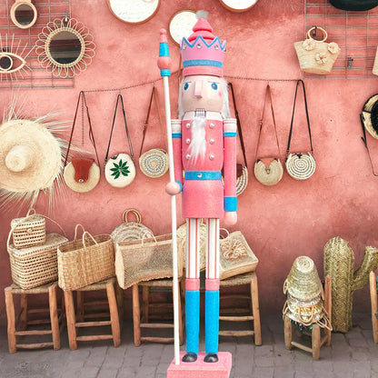 Nutcracker Figures 4ft 1.2m Pink Nutcracker Pink and Blue Glitter Large Wooden Christmas Nutcracker King Home Decor K36