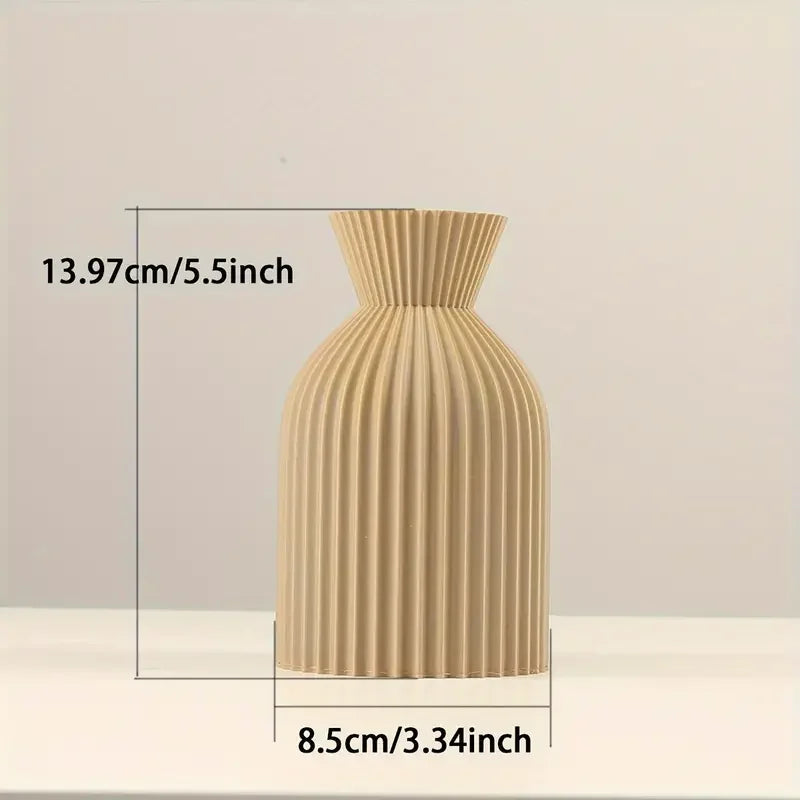 Elegant Black & Beige Plastic Vase - Boho Chic Decorative Centerpiece