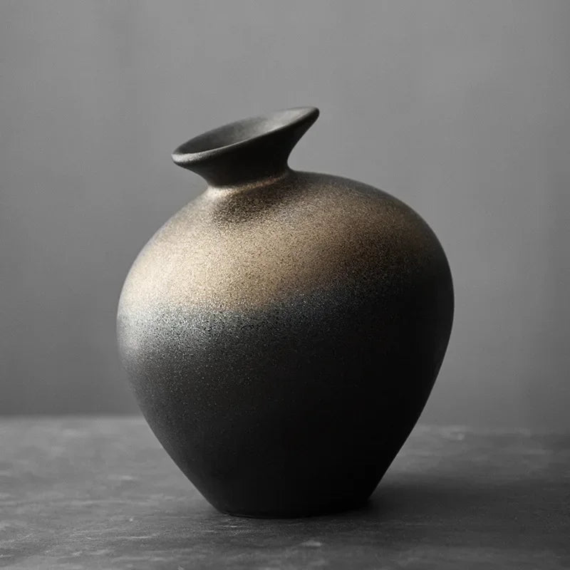 Elegant Simplicity: Japanese-Style Black Terracotta Vase