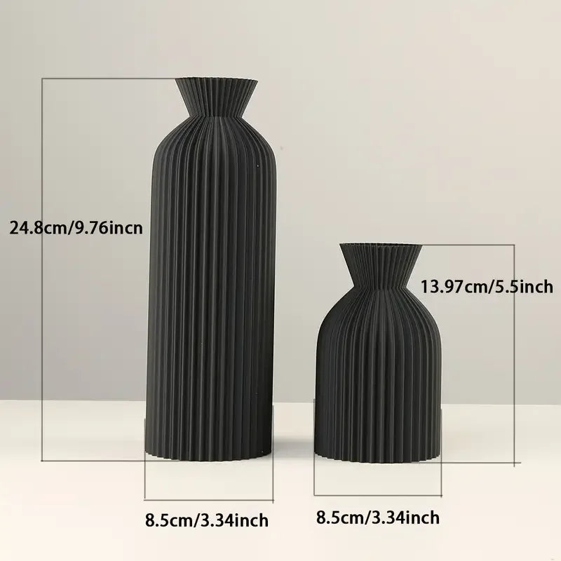 Elegant Black & Beige Plastic Vase - Boho Chic Decorative Centerpiece