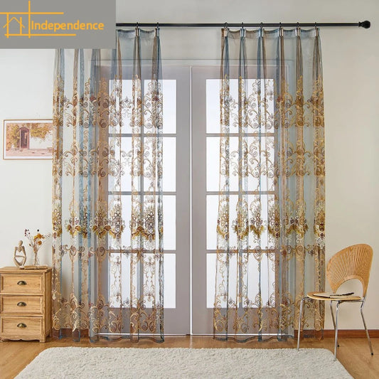 Hollow Out Embroidered Window Screen Curtains