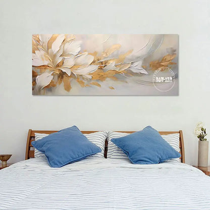 Ethereal Gold Foil Flowers Abstract Canvas Art Painting