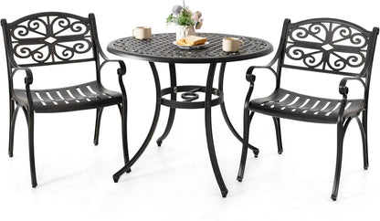 NUU GARDEN Set of 2 Cast Aluminum Patio Dining Chairs with Armrests