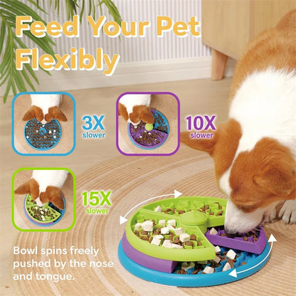 Pet Slow Food Bowl – 3-Layer Puzzle Feeder for Dogs