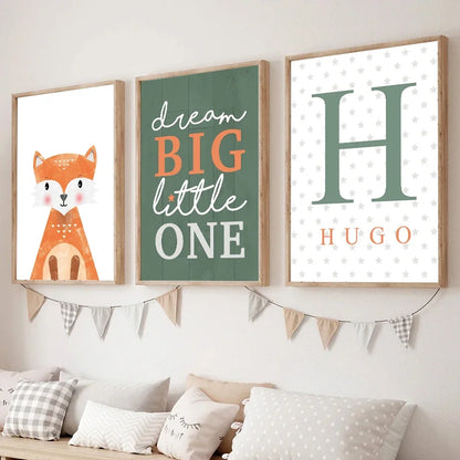 Bear, Fox, and Rabbit Boho Nursery Wall Art – Whimsical Charm for Your Little One’s Room