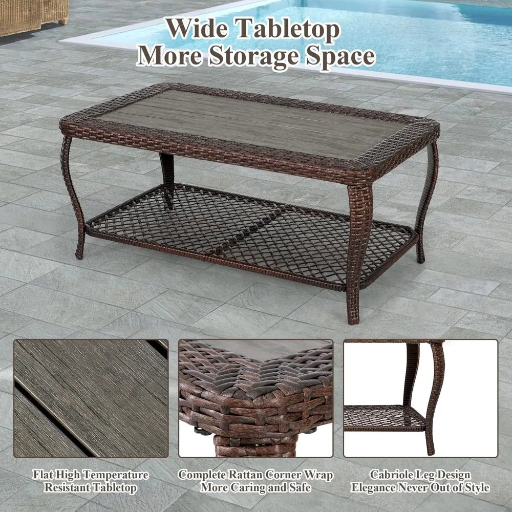 6 Pieces Wicker Outdoor Patio Conversation Set