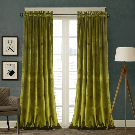 Luxury Velvet Blackout Curtains – Insulated Rod Pocket, 2 Panels