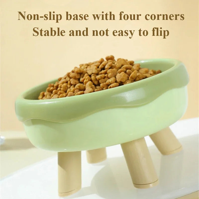 Stylish Four-Legged Tilted Pet Feeding Bowl for Cats and Small Dogs