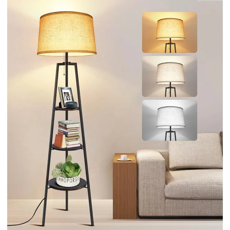 Wood Tripod Floor Lamp with Shelves: A Stylish and Functional Lighting Solution