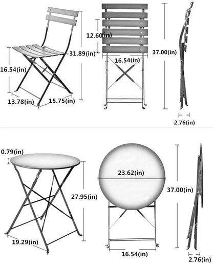 3-Piece Folding Bistro Set with 2 Chairs and Table – Weather-Resistant Outdoor/Indoor Set