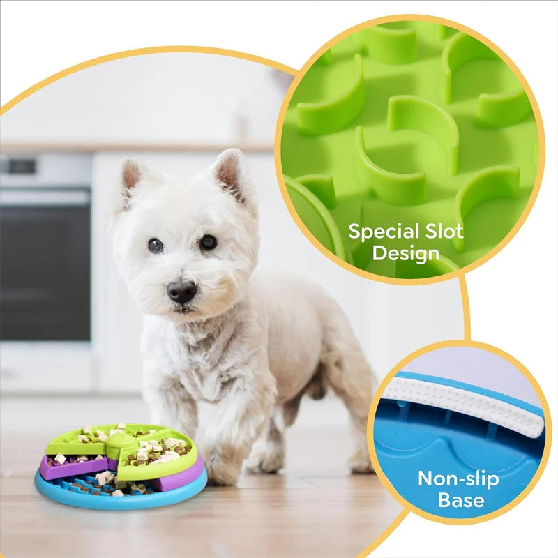 Pet Slow Food Bowl – 3-Layer Puzzle Feeder for Dogs