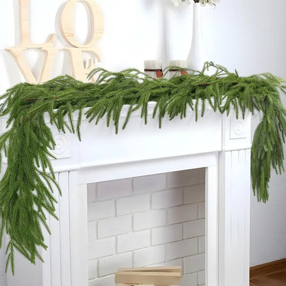 180cm Artificial Norfolk Pine Garlands Fireplace Decoration Green Christmas Pine Wreath Staircase Ornament Wall Hanging