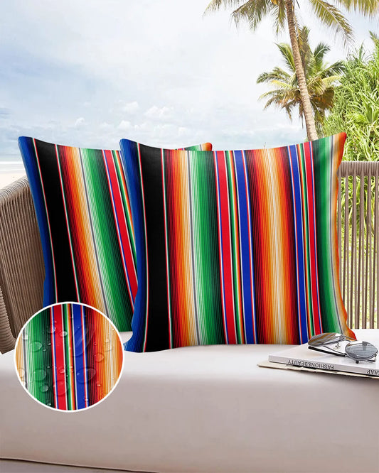 Vibrant Mexican Stripes Waterproof Cushion Covers – 2/4PCS Set