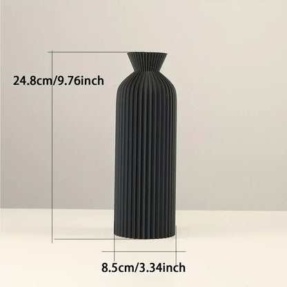 Elegant Black & Beige Plastic Vase - Boho Chic Decorative Centerpiece