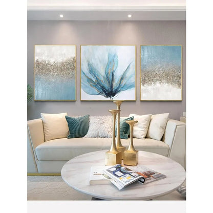 Blue Floral Canvas Wall Art - 3-Piece Set